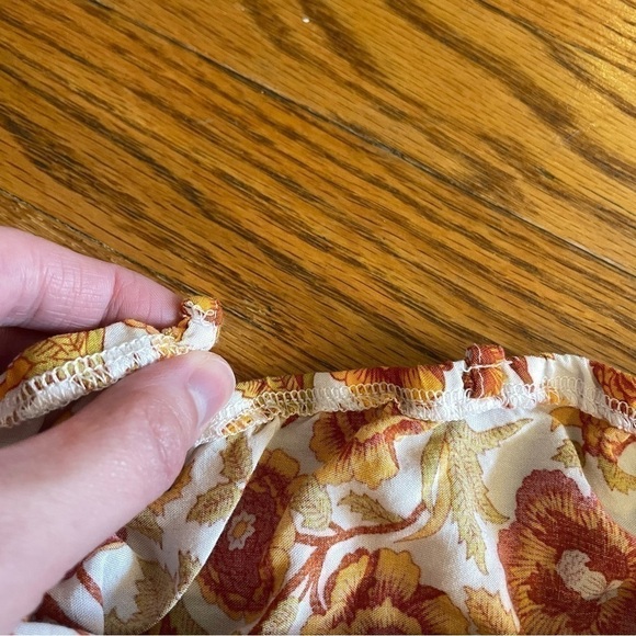 SHEIN White Orange Mustard Floral Border Print Boho Halter Dress ALTERED STRAPS - Picture 14 of 16